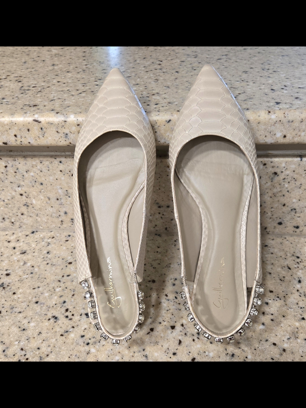 Guilhermina Anthropolgie Pointed Toe Embellished Slingback Flats - Picture 3 of 6